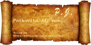 Petkovits János névjegykártya